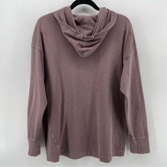 AEO American Eagle Womens Long Sleeve Shirt Hood Purple 100% Cotton S - Picture 4 of 7